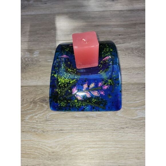 Laura Mendola BLUE GLASS SINGLE CANDLE HOLDER  made in Alaska - Picture 11 of 16